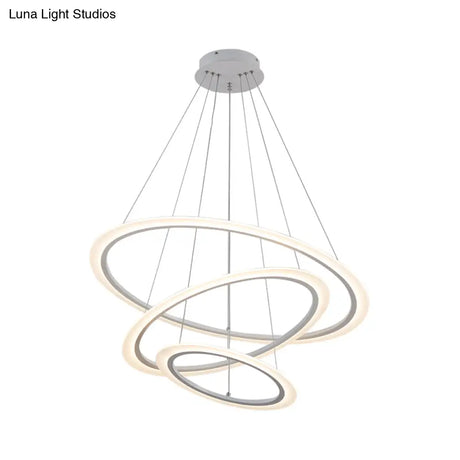 Multi Tier 2-3-4 Pendant Chandelier Acrylic White Led Ceiling Hang Light For Dining Room Lighting