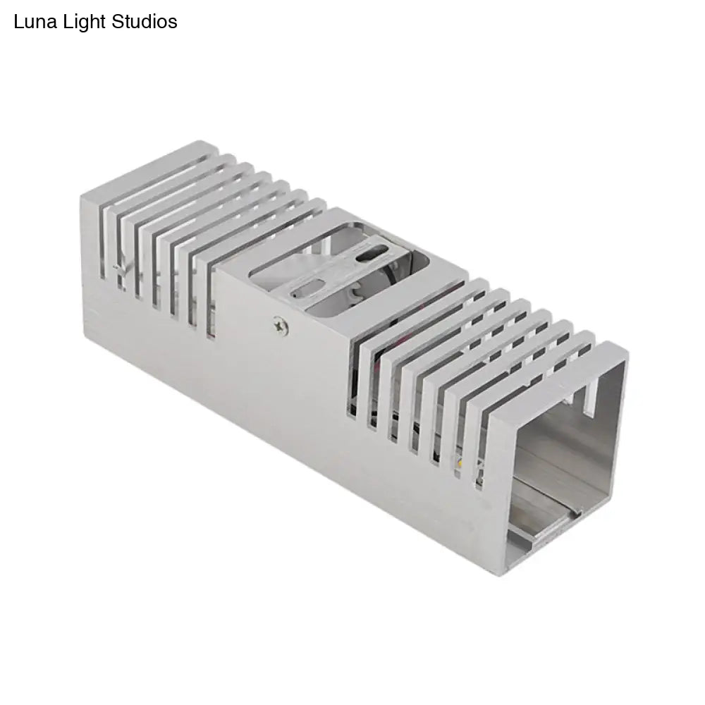 Multicolored Led Wall Sconce Lamp: Modern Slotted Aluminum Fixture In Brushed Silver