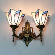 Multicolored Tiffany Glass Cone Wall Lamp - 2 Lights Pink Dining Room