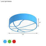 Multipurpose Led Basketball Ceiling Light For Kids - Red/Blue/Green Finish
