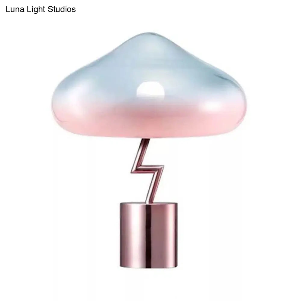 Mushroom Desk Light - Modernist Pink And Blue Glass Bedroom Night Table Lamp