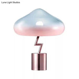 Mushroom Desk Light - Modernist Pink And Blue Glass Bedroom Night Table Lamp