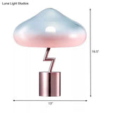 Mushroom Desk Light - Modernist Pink And Blue Glass Bedroom Night Table Lamp