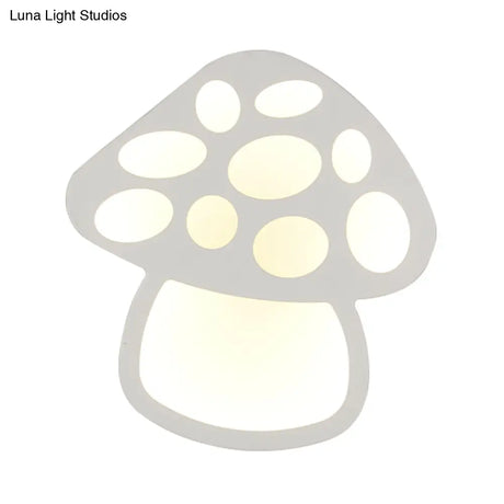 Mushroom Led Wall Light For Kids Foyer And Bathroom - Slim Design Acrylic Material White Glow