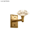 Mussel Brass Wall Mounted Crystal Doorway Lamp With Clean-Lined Arm