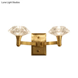 Mussel Brass Wall Mounted Crystal Doorway Lamp With Clean-Lined Arm