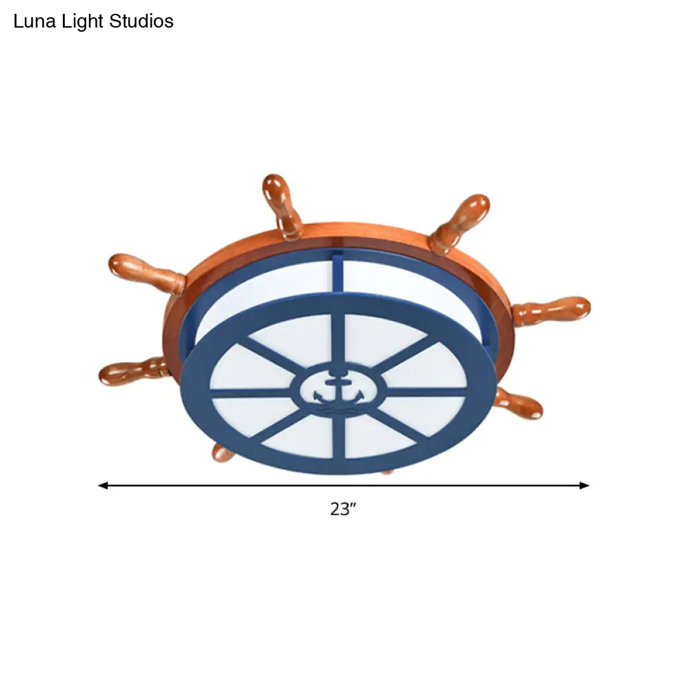 Nautical Blue Ceiling Lamp With Anchor For Nursing Rooms