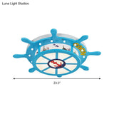 Nautical Blue Rudder Boys’ Bedroom Ceiling Lamp - Acrylic Flush Light