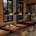 Nautical Bowl Pendant Single-Bulb Hanging Lamp - Vented Socket Bronze Finish