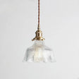 Nautical Brass Pendant Lamp - Clear Glass Pleated Design 1-Light Ceiling Fixture For Restaurants