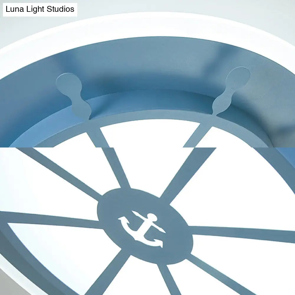 Nautical Flush Ceiling Light With Anchor Design For Bathroom Or Bedroom