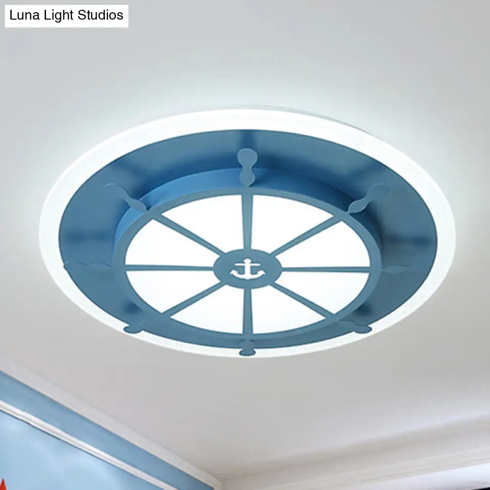 Nautical Flush Ceiling Light With Anchor Design For Bathroom Or Bedroom