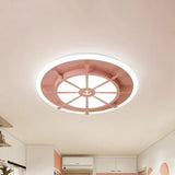 Nautical Flush Ceiling Light With Anchor Design For Bathroom Or Bedroom Pink / White