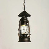 Nautical Kerosene Lantern Pendant Light - Clear Glass Hanging Lamp For Corridor Copper / Umbrella
