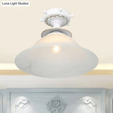 Nautical Opaline Glass Bell Ceiling Light In Black/White/Blue - 1 Bulb Semi Flush Mount Fixture For