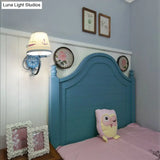 Nautical Rudder Sconce Light: Ship & Anchor Metal Wall Lamp For Child Bedroom