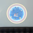 Nautical Striped Sailing Ship Led Wall Lamp For Kids Room In Blue