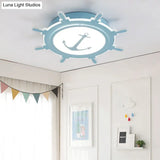 Nautical Style Acrylic Flushmount Ceiling Light With Rudder And Anchor Design - Perfect For Teens