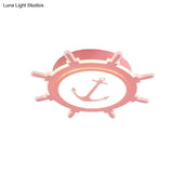 Nautical Style Acrylic Flushmount Ceiling Light With Rudder And Anchor Design - Perfect For Teens