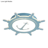 Nautical Style Acrylic Flushmount Ceiling Light With Rudder And Anchor Design - Perfect For Teens
