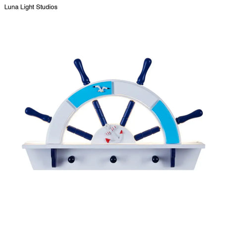 Nautical-Style Sky Blue Acrylic Half-Rudder Wall Light For Boys Bedroom