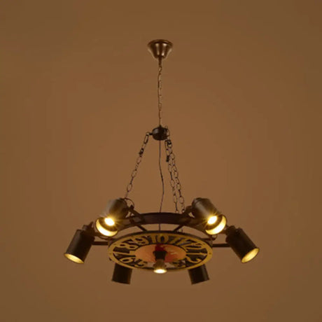Nautical Style Vintage Industrial Chandelier 6 / Black