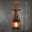Nautical Wood Sconce Wall Light With Lantern Lampshade - Novelty Guitar Design