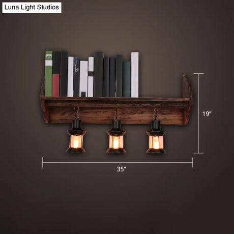 Nautical Wooden Wall Lamp - Geometric Lighting Fixture For Living Room