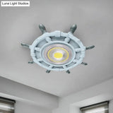 Navigate The Seas With Rudder Flush Mount Lighting Fixture For Kids Room In Blue / Warm Ceiling