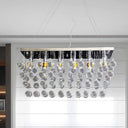 Nickel Rectangle Crystal Ball Chandelier - 6/9 Head Simple Style Hanging Lamp For Dining Room 6 /