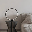 Nora - Modern Annular Metal Table Lamp Modernism Led Black Night Lighting With Slim Round Pedestal