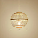 Nordic 1-Head Bamboo Pendant Lamp - Wood Cage Suspension Light For Dining Room / 16’