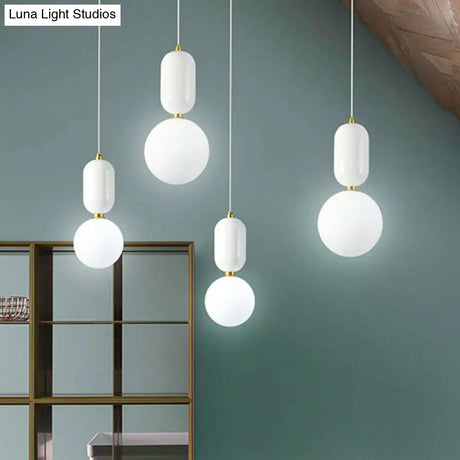 Nordic 1-Light Global Hanging Light Fixture With Opaline Glass Shade