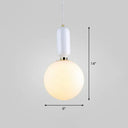 Nordic 1-Light Global Hanging Light Fixture With Opaline Glass Shade White / 6’