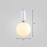 Nordic 1-Light Global Hanging Light Fixture With Opaline Glass Shade White / 6’