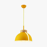 Nordic 1 Light Metal Shade Suspension Pendant - Pink/White/Black Dome Ceiling Yellow