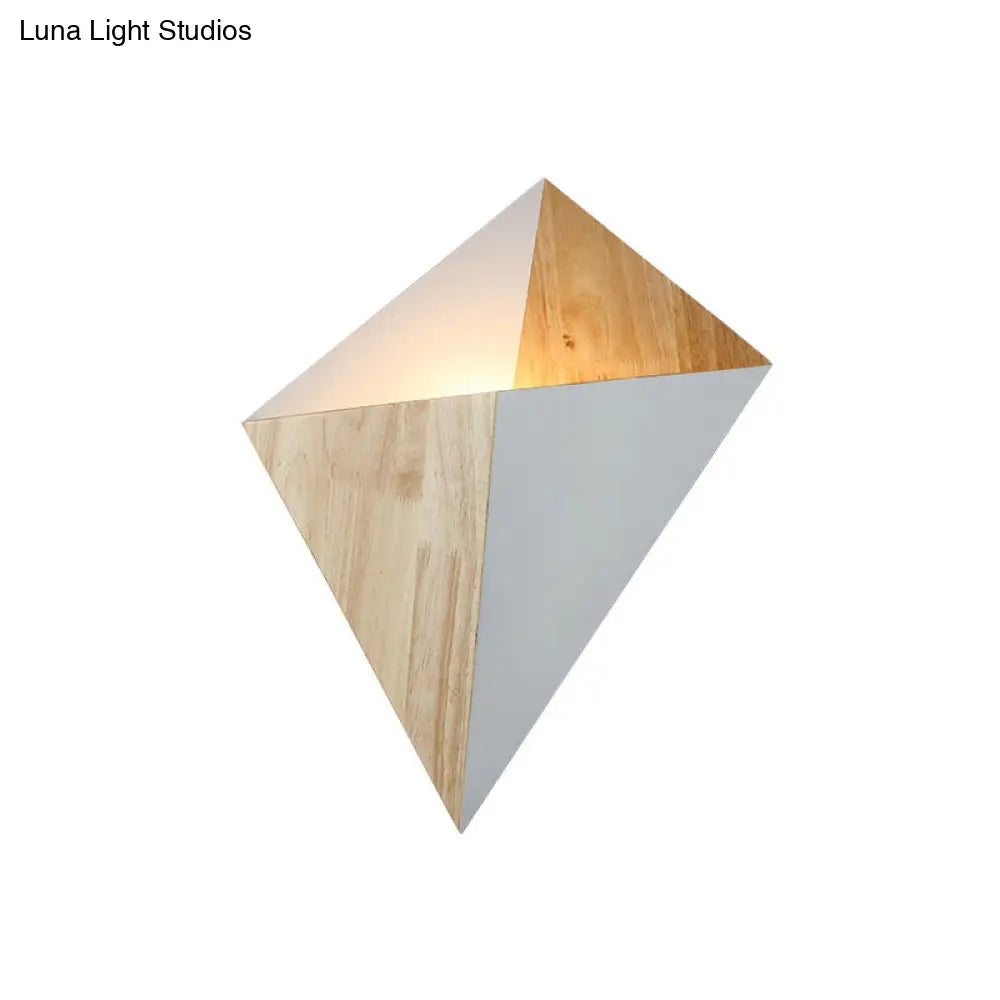 Nordic 1-Light Splicing Pyramid Wall Sconce With Adjustable Rubber Wood Shade In Black/Red/White