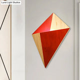 Nordic 1-Light Splicing Pyramid Wall Sconce With Adjustable Rubber Wood Shade In Black/Red/White