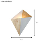 Nordic 1-Light Splicing Pyramid Wall Sconce With Adjustable Rubber Wood Shade In Black/Red/White