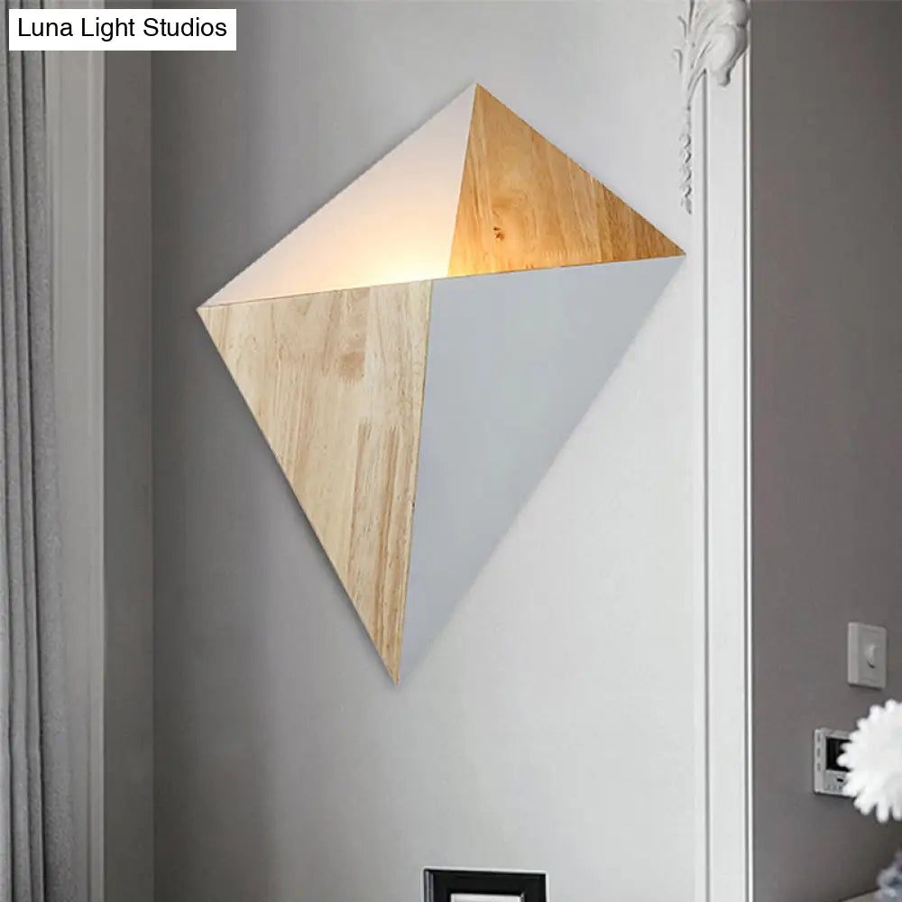 Nordic 1-Light Splicing Pyramid Wall Sconce With Adjustable Rubber Wood Shade In Black/Red/White