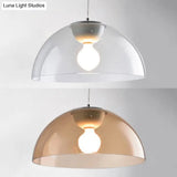 Nordic 1 Light Suspension Pendant: Red/Black/White Acrylic Shade Dome Ceiling