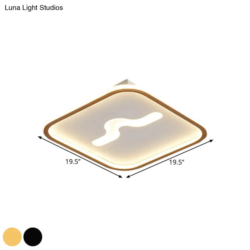 Nordic 16’/19.5’ Flush Mount Led Ceiling Light In Metal Black/Gold With Warm/White