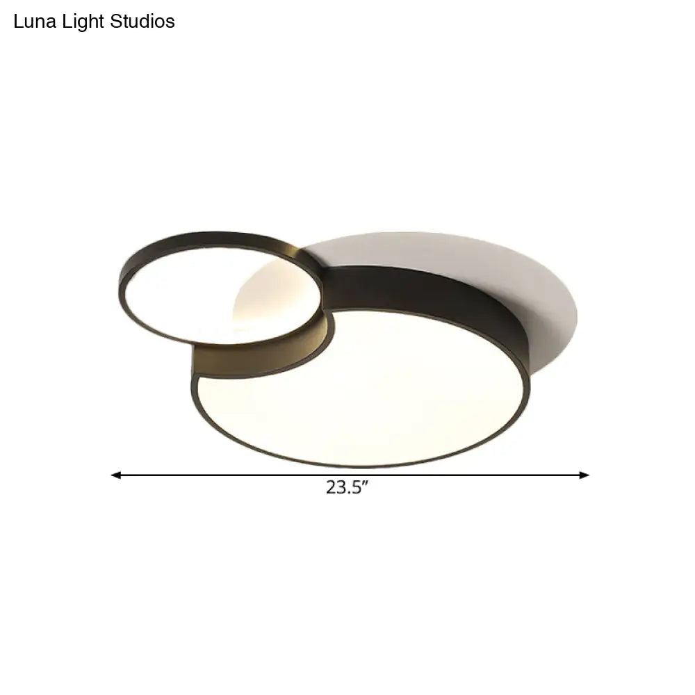 Nordic 2 - Round Flush Lamp Led Ceiling Fixture In Black With Warm/White Light 19’/23.5’ Width