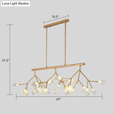 Nordic 27-Light Tree Branch Glass Pendant Lamp For Dining Room - Island Ceiling Light