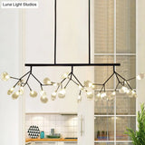 Nordic 27-Light Tree Branch Glass Pendant Lamp For Dining Room - Island Ceiling Light