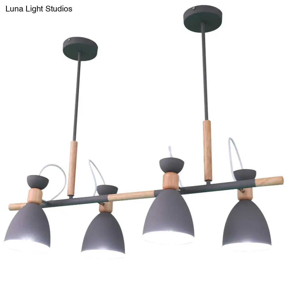 Nordic 4-Light Bell Metal Island Ceiling Hang Light - Adjustable For Dining Room