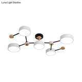 Nordic 5-Bulb Semi Flush Ceiling Lamp With Vine Design In White/Grey