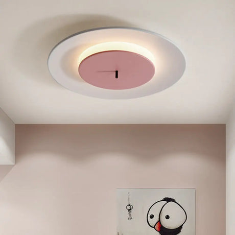Nordic Acrylic Circle Flush Light: Stylish Ceiling Fixture For Bedrooms Pink / 12 White