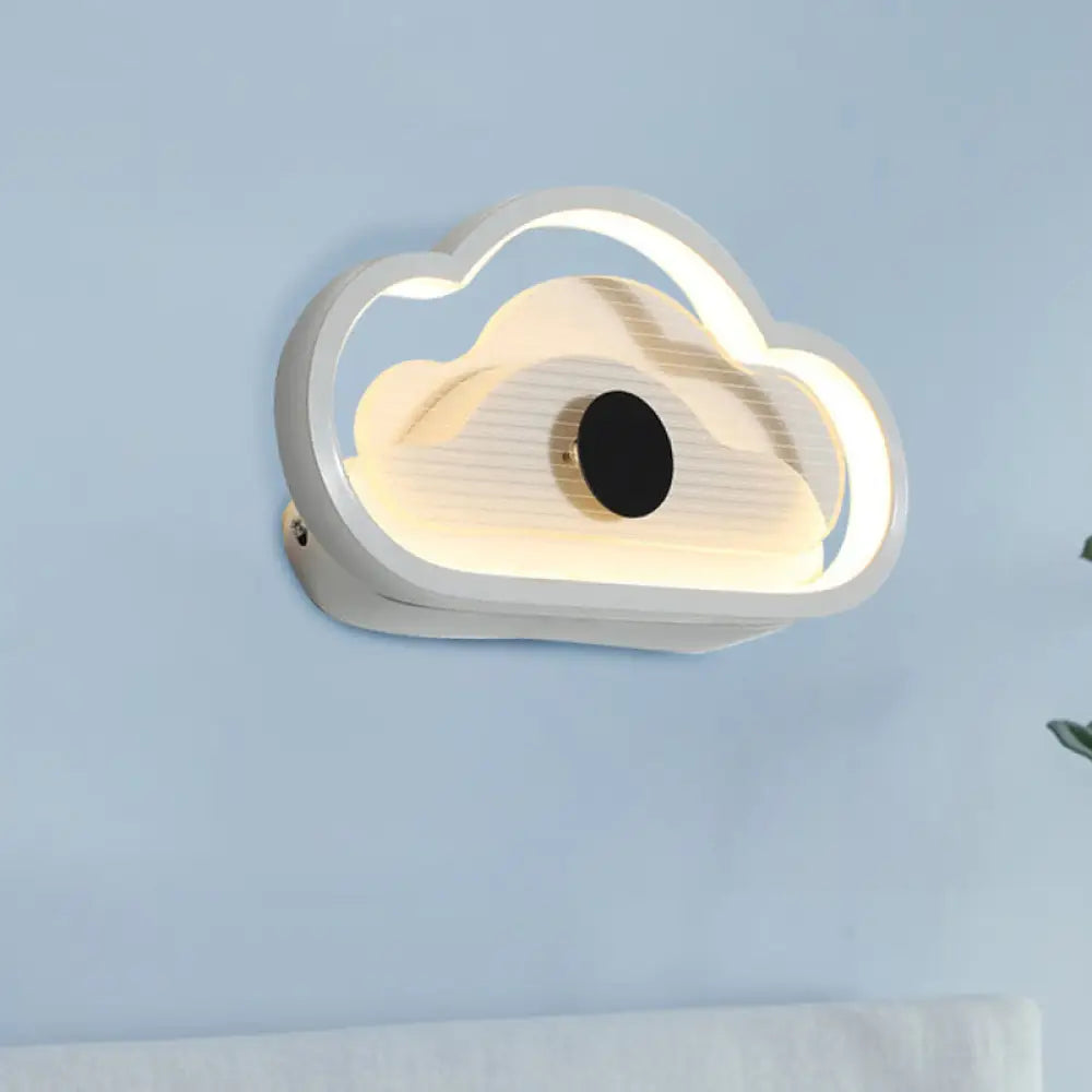 Nordic Acrylic Heart/Cloud Led Wall Light Fixture For Bedroom - Black/White White / Cloud