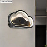 Nordic Acrylic Heart/Cloud Led Wall Light Fixture For Bedroom - Black/White